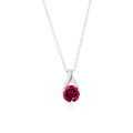 Sterling Silver Round Created Ruby Necklace