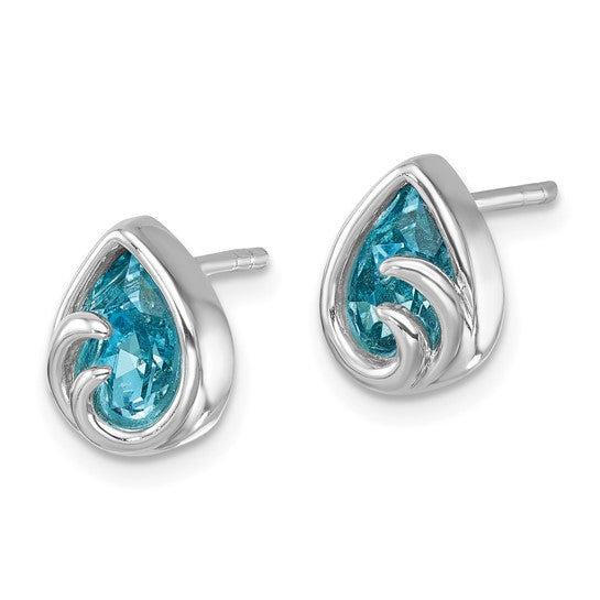 Sterling Silver Blue Crystal Post Earrings