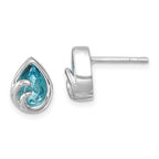 Sterling Silver Blue Crystal Post Earrings