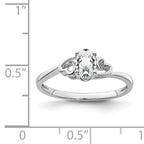 Sterling Silver Genuine White Topaz Oval Stone Heart Ring