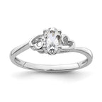 Sterling Silver Genuine White Topaz Oval Stone Heart Ring