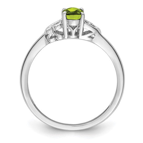 Sterling Silver Genuine Peridot Oval Stone Heart Ring