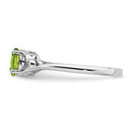 Sterling Silver Genuine Peridot Oval Stone Heart Ring