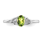 Sterling Silver Genuine Peridot Oval Stone Heart Ring