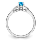 Sterling Silver Genuine Blue Topaz Oval Stone Heart Ring
