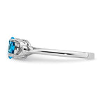 Sterling Silver Genuine Blue Topaz Oval Stone Heart Ring