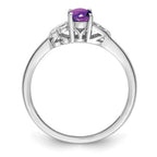 Sterling Silver Genuine Amethyst Oval Stone Heart Ring