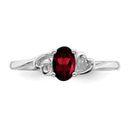 Sterling Silver Genuine Garnet Oval Stone Heart Ring