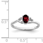 Sterling Silver Genuine Garnet Oval Stone Heart Ring