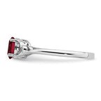 Sterling Silver Created Ruby Oval Stone Heart Ring
