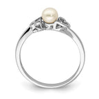 Sterling Silver FW Pearl Oval Stone Heart Ring