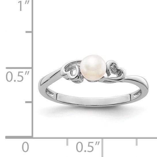 Sterling Silver FW Pearl Oval Stone Heart Ring