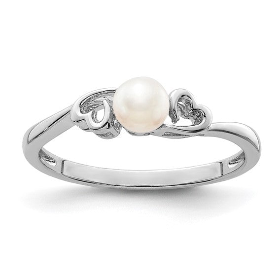 Sterling Silver FW Pearl Oval Stone Heart Ring