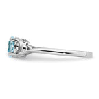 Sterling Silver Genuine Aquamarine Oval Stone Heart Ring