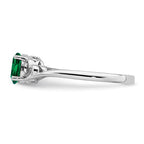 Sterling Silver Created Emerald Oval Stone Heart Ring