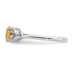 Sterling Silver Genuine Citrine Oval Stone Heart Ring