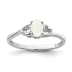 Sterling Silver Created Opal Oval Stone Heart Ring
