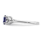 Sterling Silver Lab Created Sapphire  Oval Stone Heart Ring