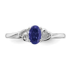 Sterling Silver Lab Created Sapphire  Oval Stone Heart Ring