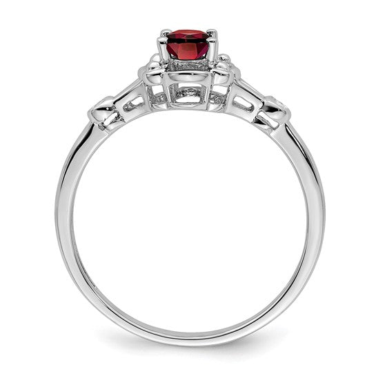 Sterling Silver Ladies Garnet Ring