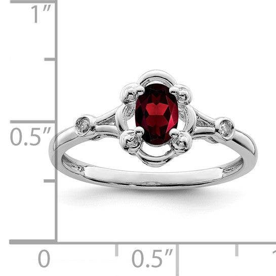 Sterling Silver Ladies Garnet Ring