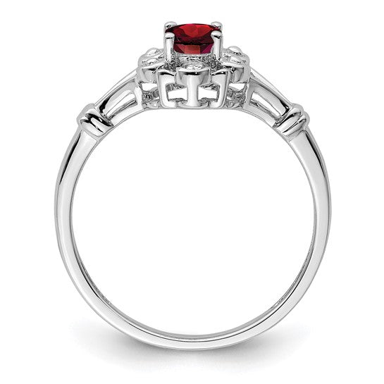 Sterling Silver Ladies Garnet Ring