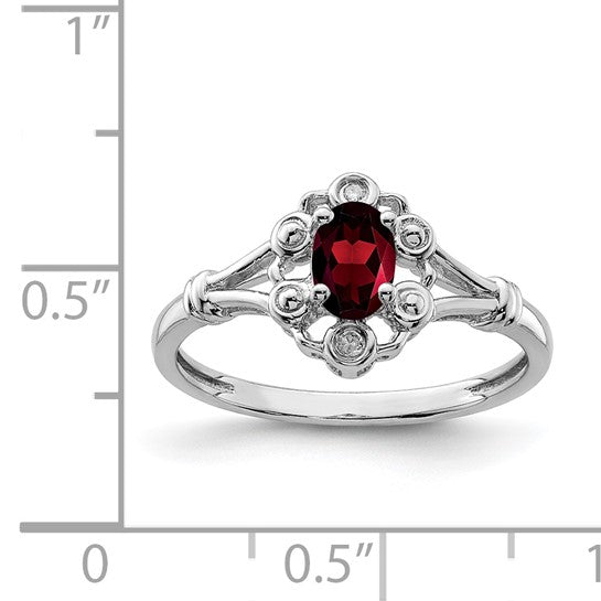 Sterling Silver Ladies Garnet Ring