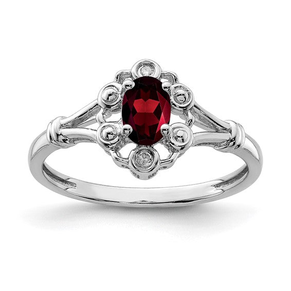 Sterling Silver Ladies Garnet Ring