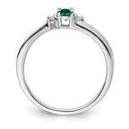 Sterling Silver Ladies Created Emerald Ring