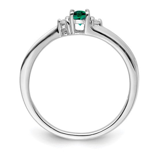 Sterling Silver Ladies Created Emerald Ring