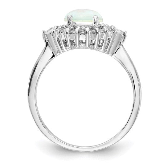 Sterling Silver Created Opal Ring