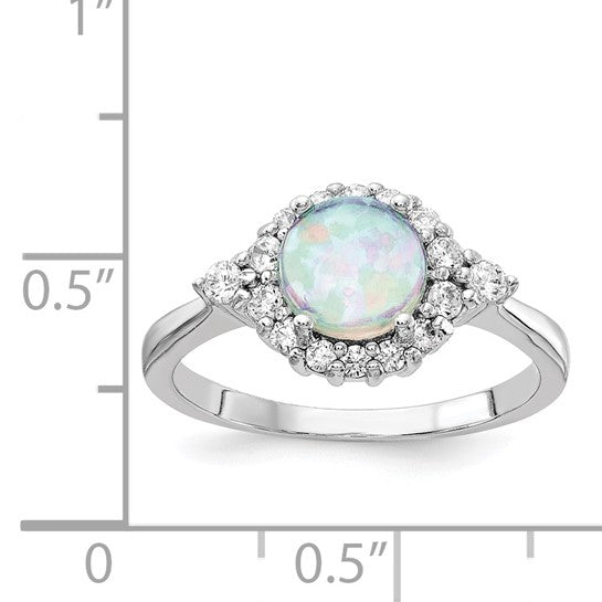 Sterling Silver Created Opal Ring