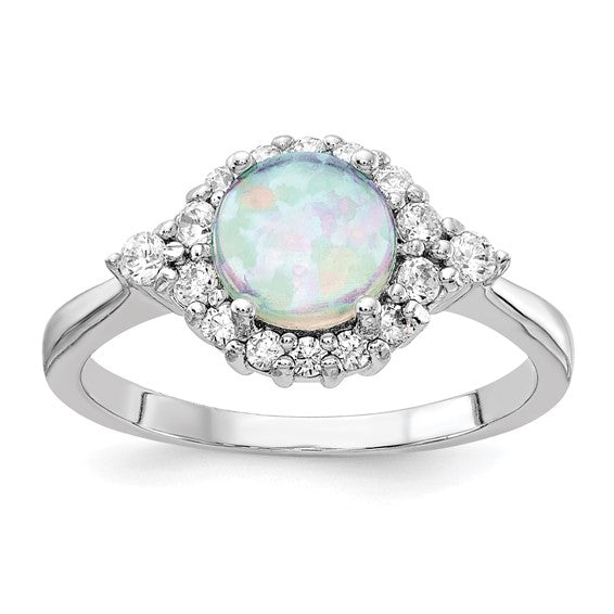 Sterling Silver Created Opal Ring