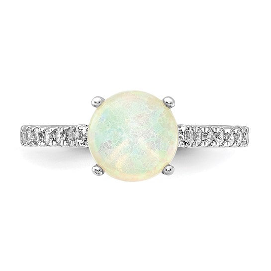 Sterling Silver Ladies Created Opal Ring