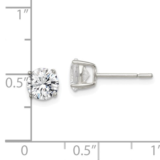 Sterling Silver Round CZ Stud Earrings