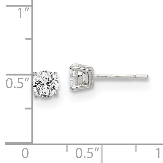 Sterling Silver Round CZ Stud Earrings