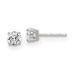 Sterling Silver Round CZ Stud Earrings