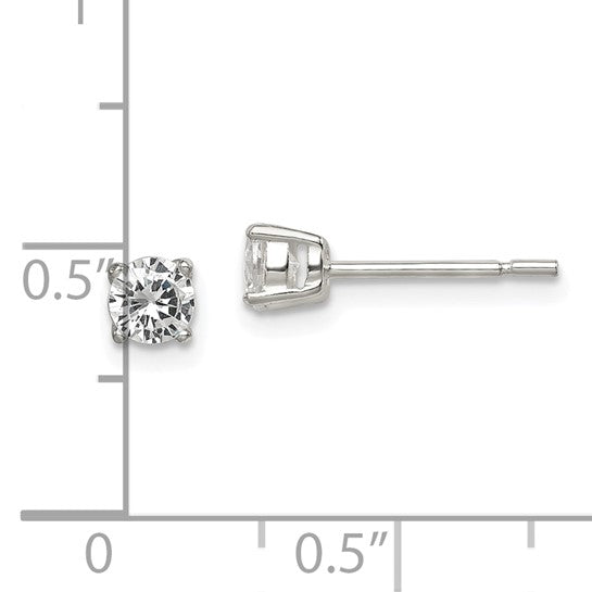 Sterling Silver Round CZ Stud Earrings