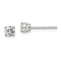 Sterling Silver Round CZ Stud Earrings