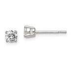 Sterling Silver Round CZ Stud Earrings
