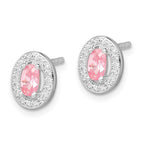 Sterling Silver Pink And White CZ Stud Earrings