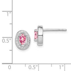 Sterling Silver Pink And White CZ Stud Earrings