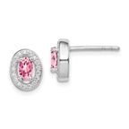 Sterling Silver Pink And White CZ Stud Earrings