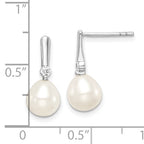 Sterling Silver White FW Cultured Pearl And CZ Dangle Earrings