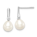 Sterling Silver White FW Cultured Pearl And CZ Dangle Earrings