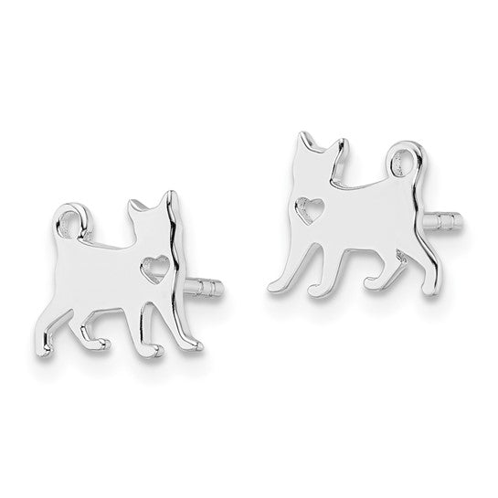 Sterling Silver Cat Post Earrings