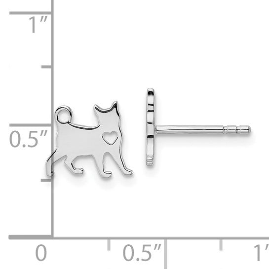 Sterling Silver Cat Post Earrings