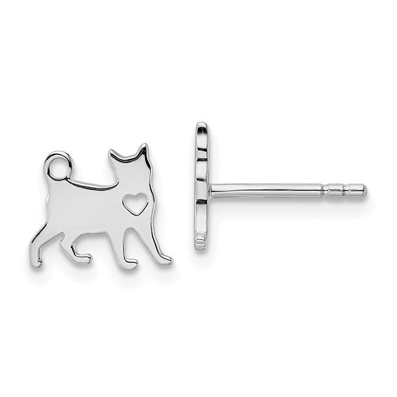 Sterling Silver Cat Post Earrings
