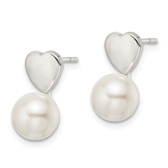 Sterling Silver White Pearl Post Earrings