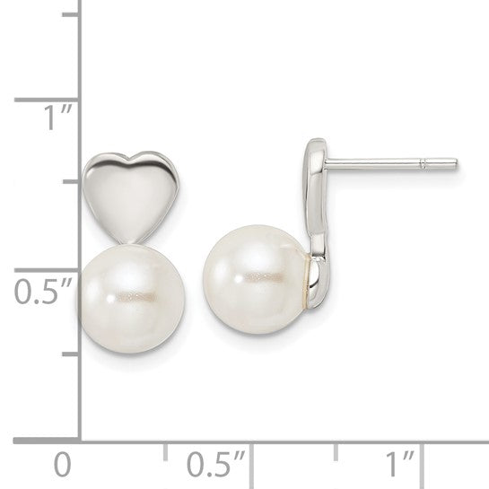 Sterling Silver White Pearl Post Earrings